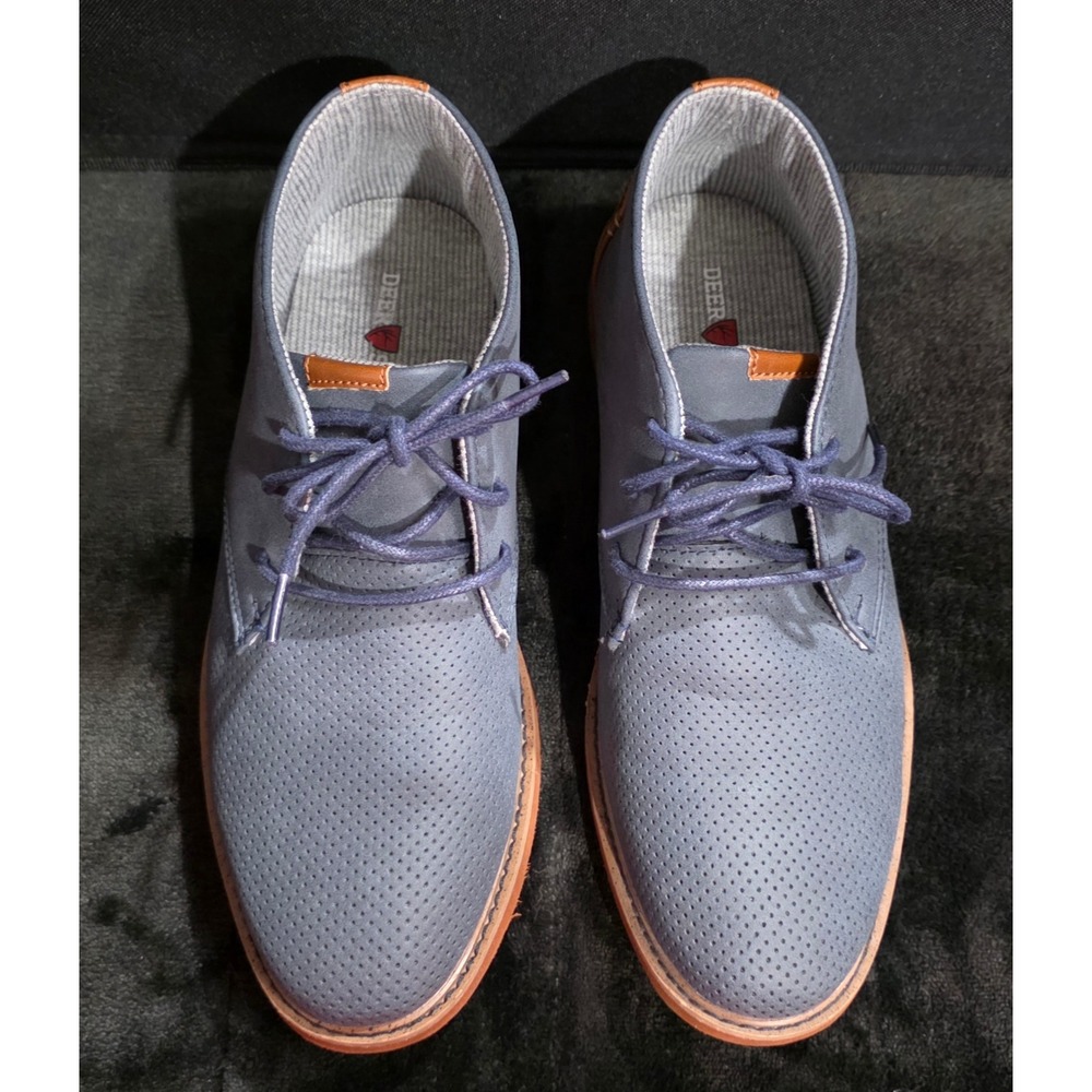 Deer Stags Ballard Mens Chukka Boots Blue Suede Perforated Lace Up Ankle‎ Shoes
